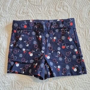 Janie and Jack girls size 5 shorts navy with red and white cherry design VGUC